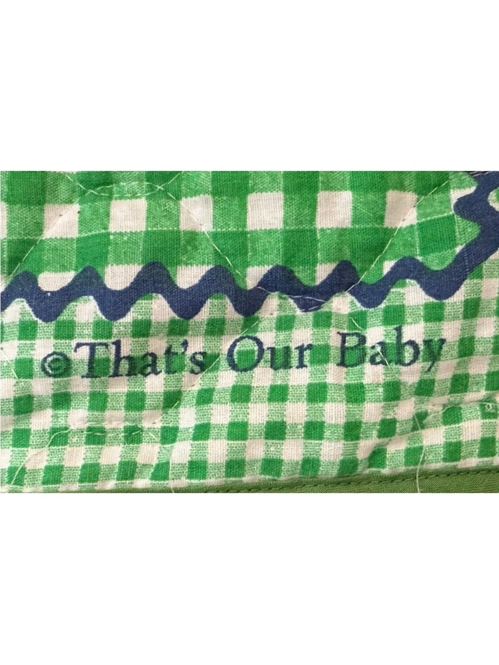 Vintage Baby Train Quilt Crib Nursery Green Gingham Patchwork That’s Our Baby